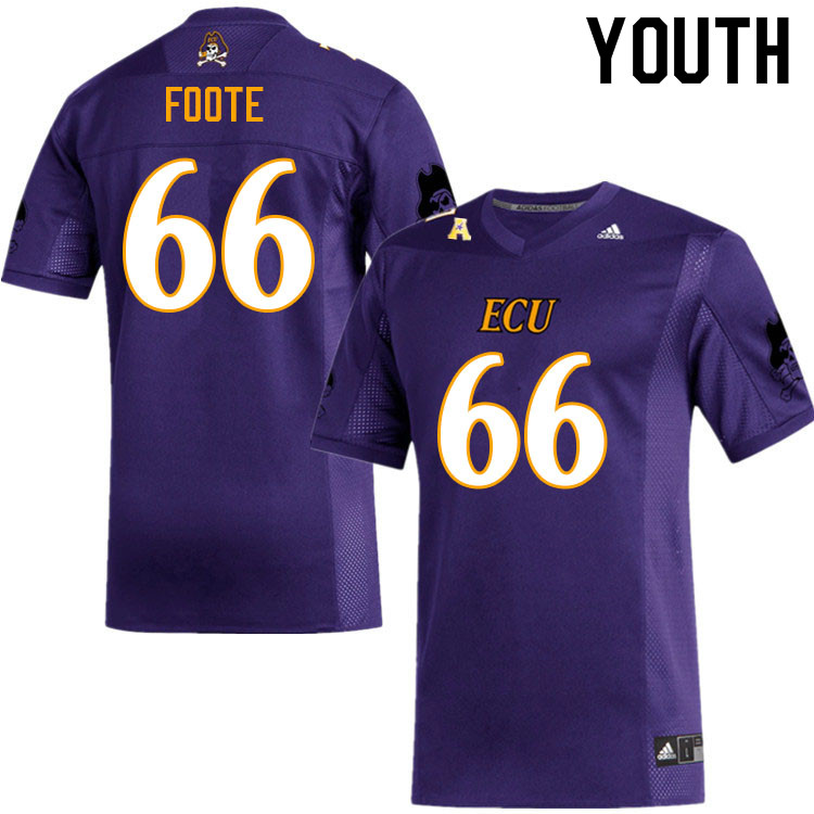 Youth #66 Isaiah Foote ECU Pirates College Football Jerseys Sale-Purple